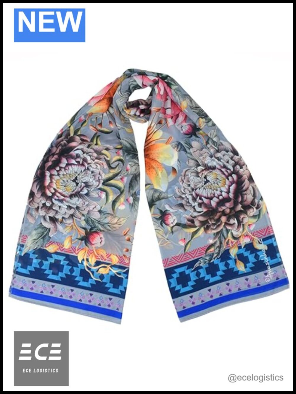Anuschka Chiffon Scarf Original Artwork Ethereal Garden 72x24